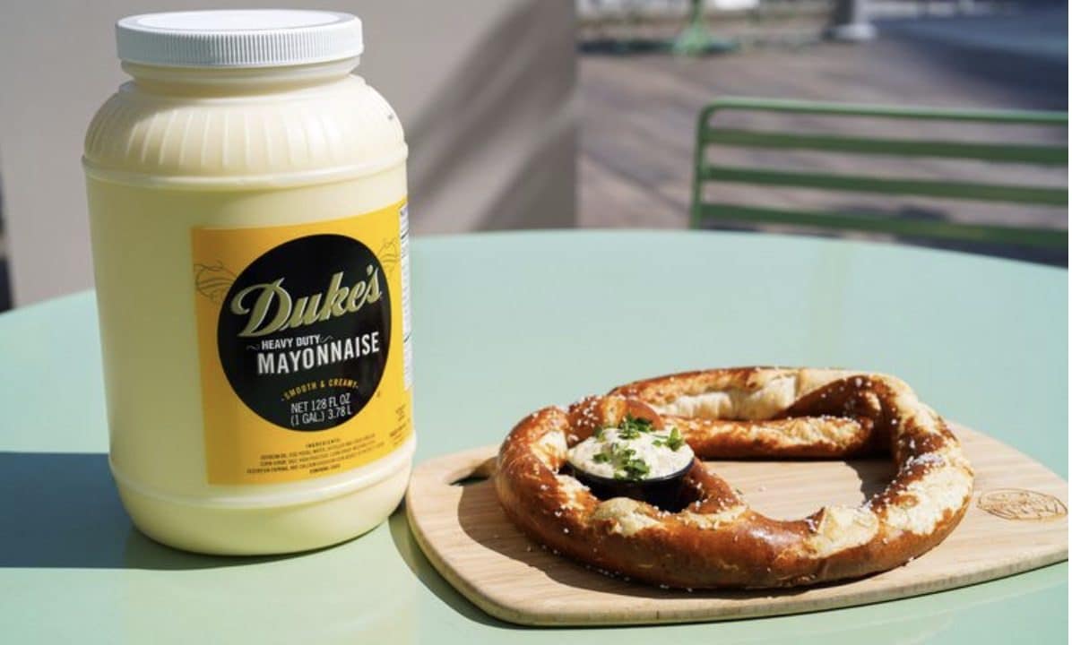 Picture of Duke's mayo and a pretzel to link to article